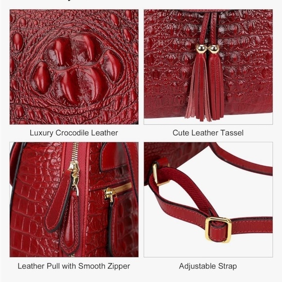 PIJUSHI Crocodile Leather Backpack Purse for Women Crocodile bag main image 13